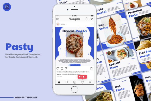 Pasta Restaurant Social Media: Editable Instagram Templates