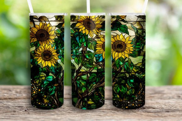 Stained Glass Sunflower Design Templates for Tumblers